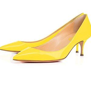 FSJ Classic Kitten Heels Pointy Closed Toe Pumps